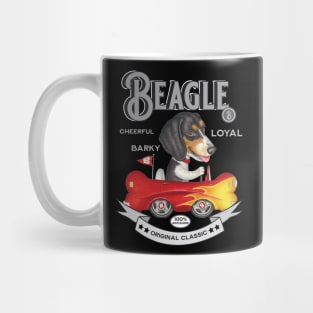 Tri-Color Beagle in Bone Flame Car Mug